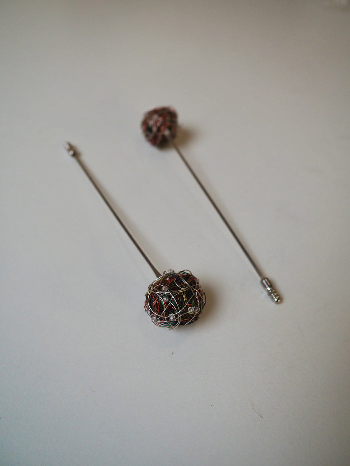 Wire Nest Bead Hat Pin
