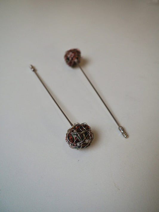 Wire Nest Bead Hat Pin