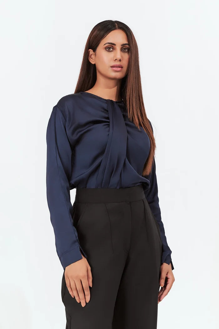 Women's Blue Silk Blouse