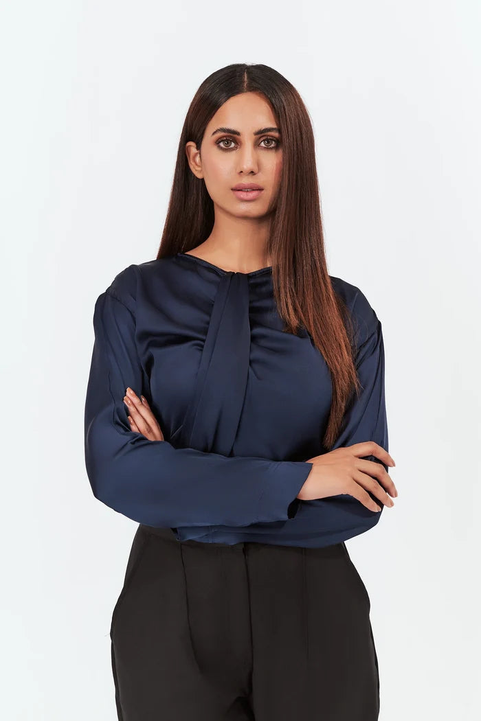 Women's Blue Silk Blouse