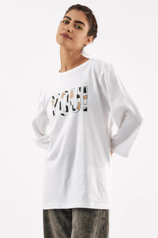 Women's Cow Print Graphic T-Shirt White