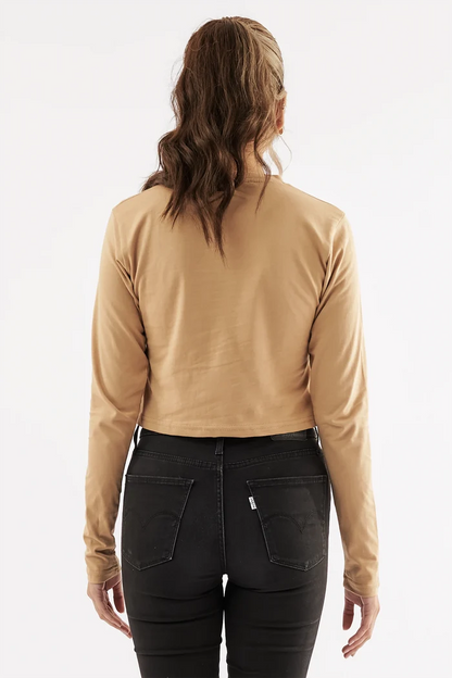 Women's Full Sleeve Crop Tee Sand