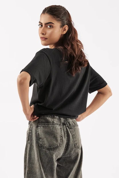 Women's Good Vibes Crop Tee Black