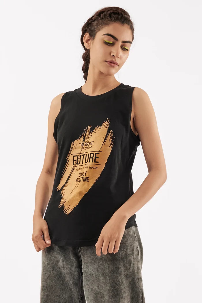 Women's Graphic Tank Top Black