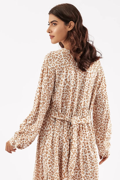 Women's Leopard Print V Neck Dress