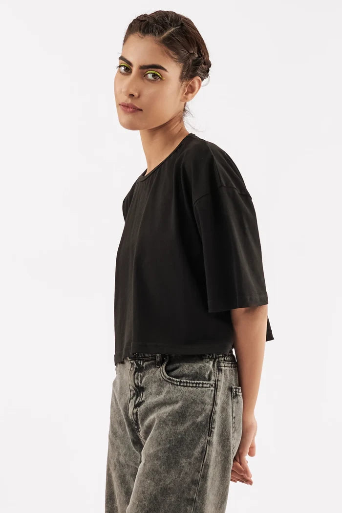 Women's Relaxed Crop Top Black