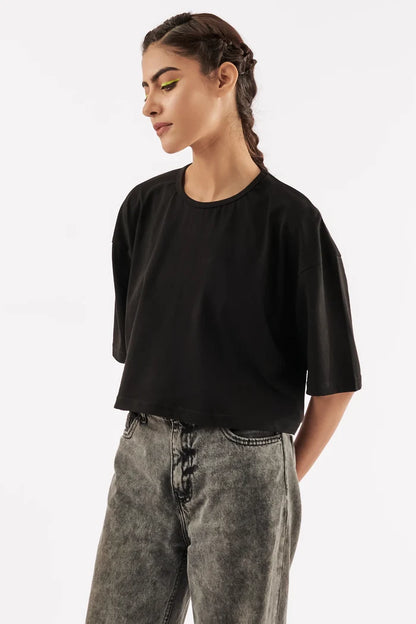 Women's Relaxed Crop Top Black