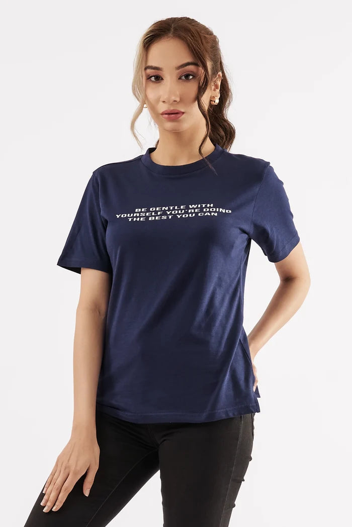 Women's Self-Compassion Graphic T-Shirt Blue