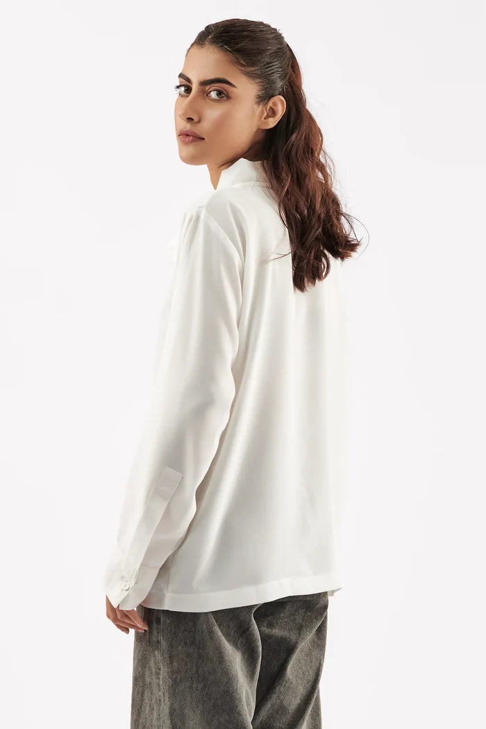 Women's Self Tie Neck Blouse White