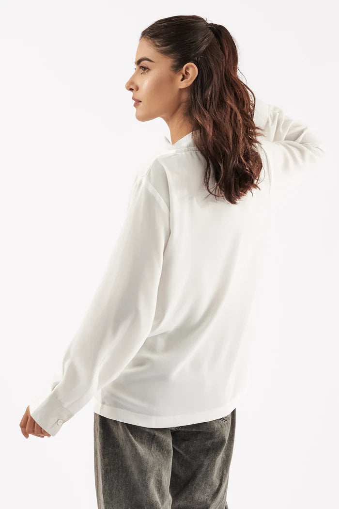 Women's Self Tie Neck Blouse White