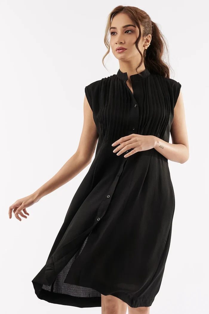 Women's Sleeveless Long Gathered Shirt