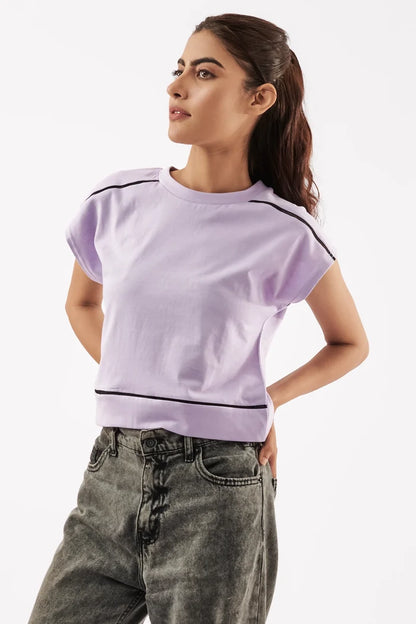 Women's Striped Muscle Tee Purple