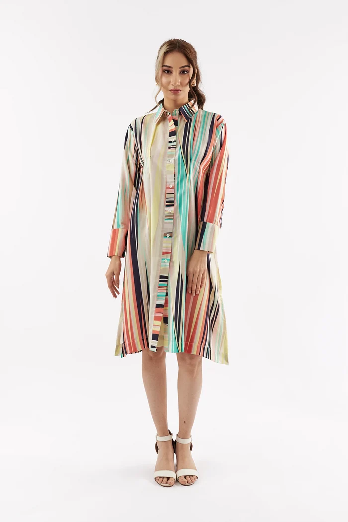 Women's Summer Stripe Shirt Dress
