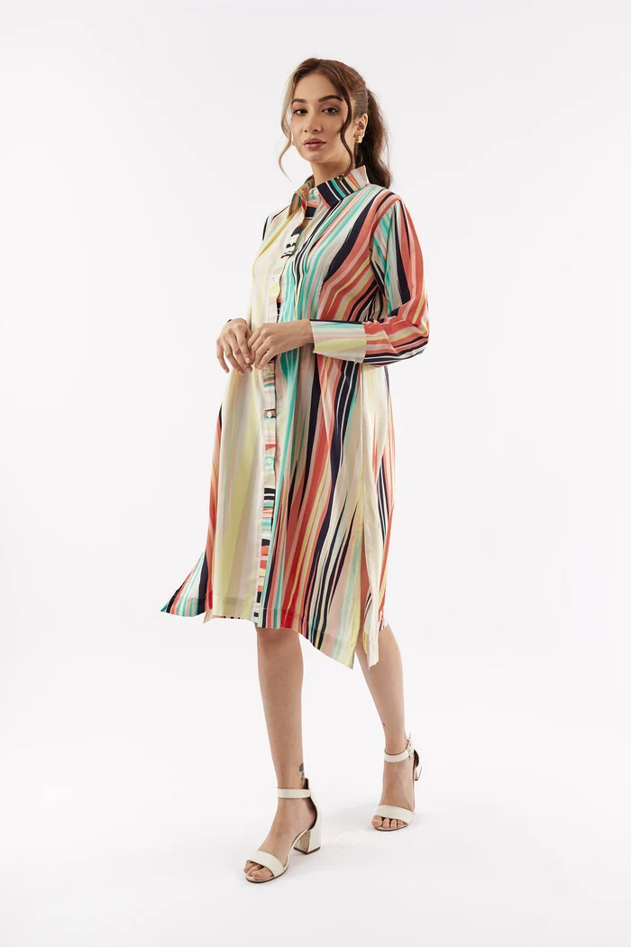 Women's Summer Stripe Shirt Dress