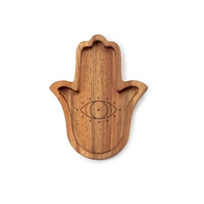 Wooden Hamsa Incense Burner