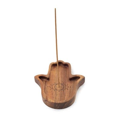 Wooden Hamsa Incense Burner