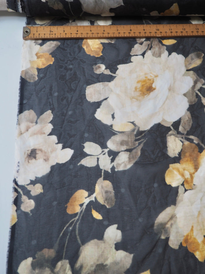 Yellow Floral Dot Silk Chiffon