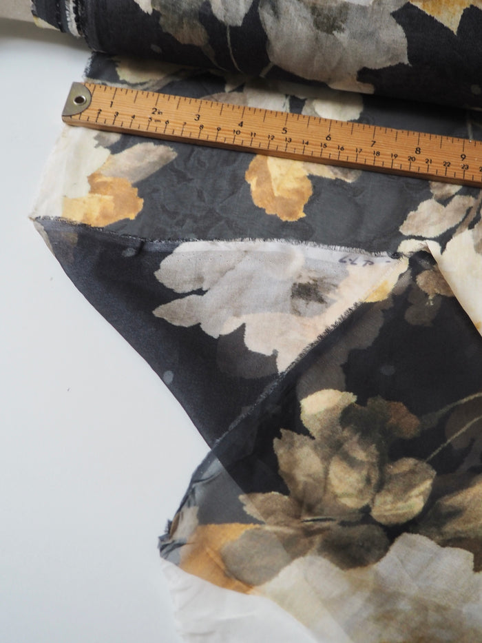 Yellow Floral Dot Silk Chiffon