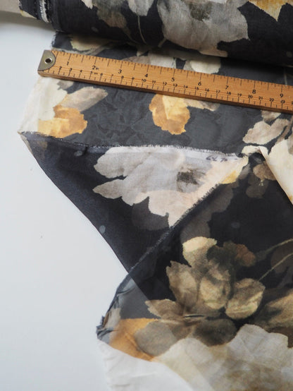 Yellow Floral Dot Silk Chiffon