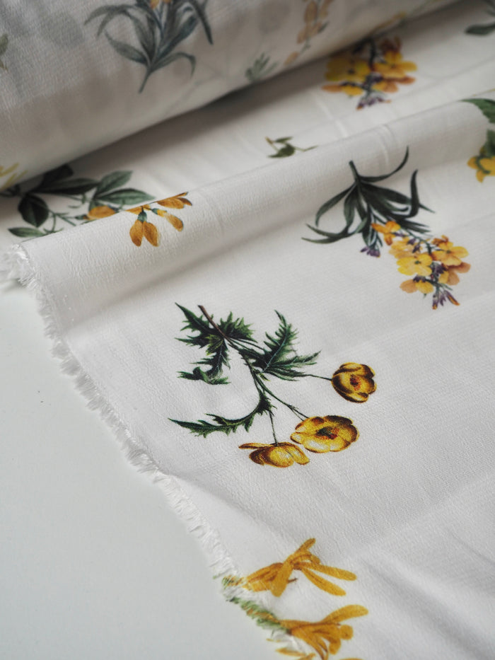 Yellow Floral Viscose Crepe