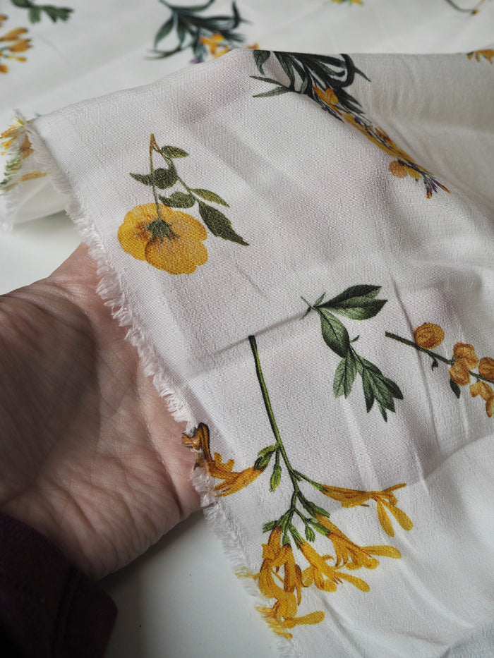 Yellow Floral Viscose Crepe