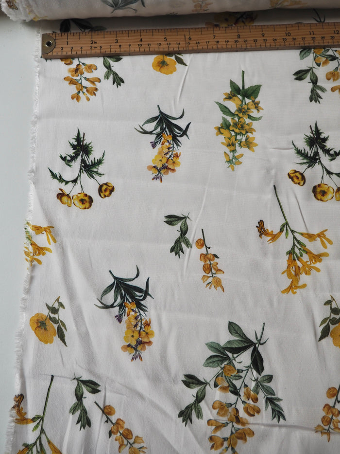 Yellow Floral Viscose Crepe