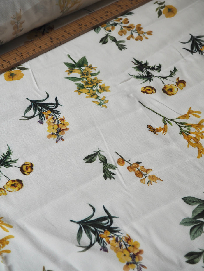Yellow Floral Viscose Crepe