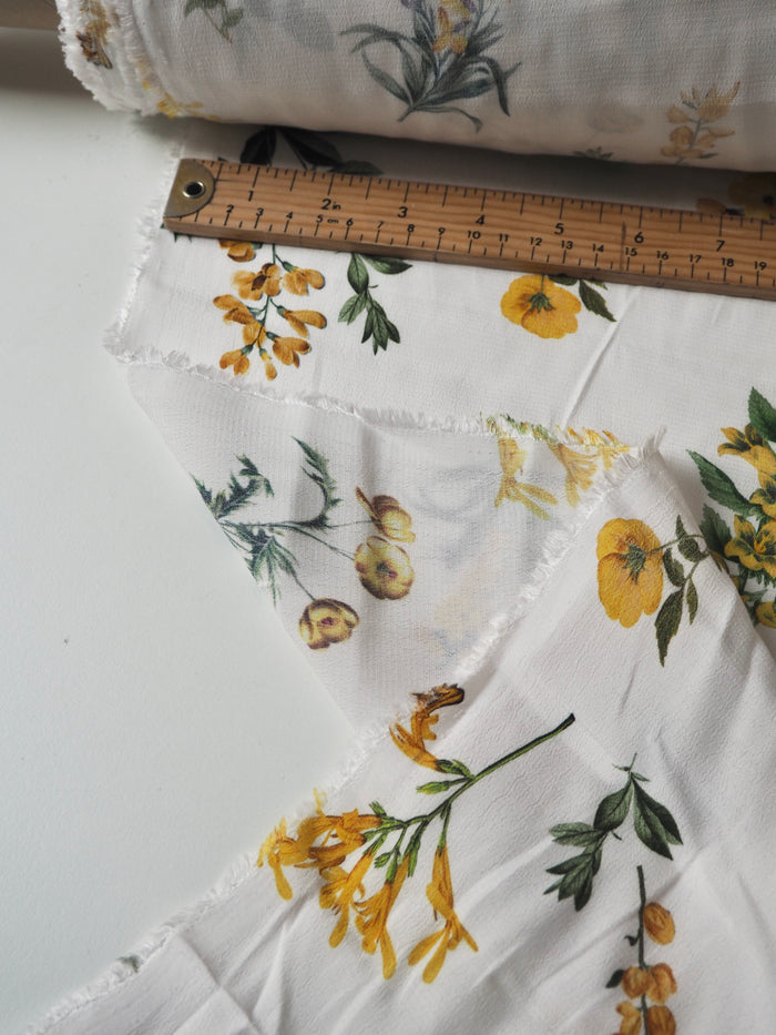 Yellow Floral Viscose Crepe