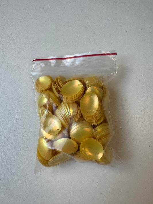 Yellow Iridescent Oval Sequins 39g