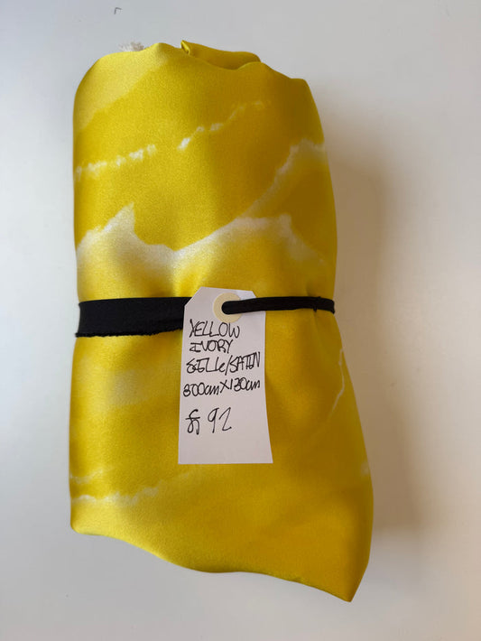 Yellow Ivory Silk Satin Remnant