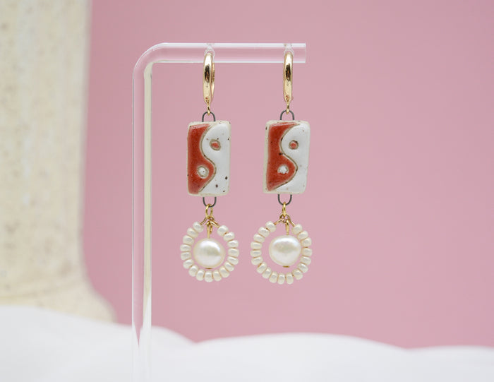 Yin Yang and Pearls Earrings - Juice Ceramics