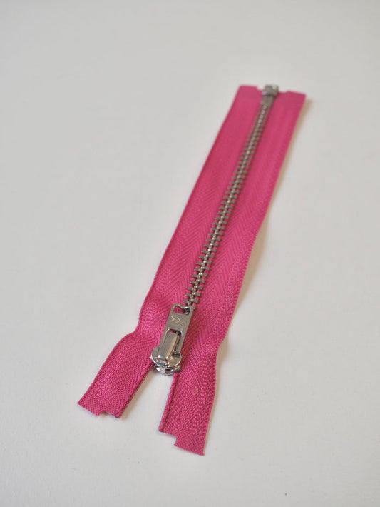 YKK 12cm/4.5inch Pink Open-Ended Metal Teeth Zips