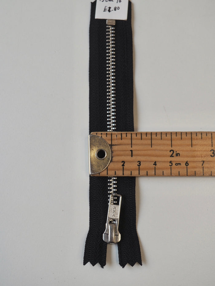 YKK 15cm/6in Black Metal Teeth Zips