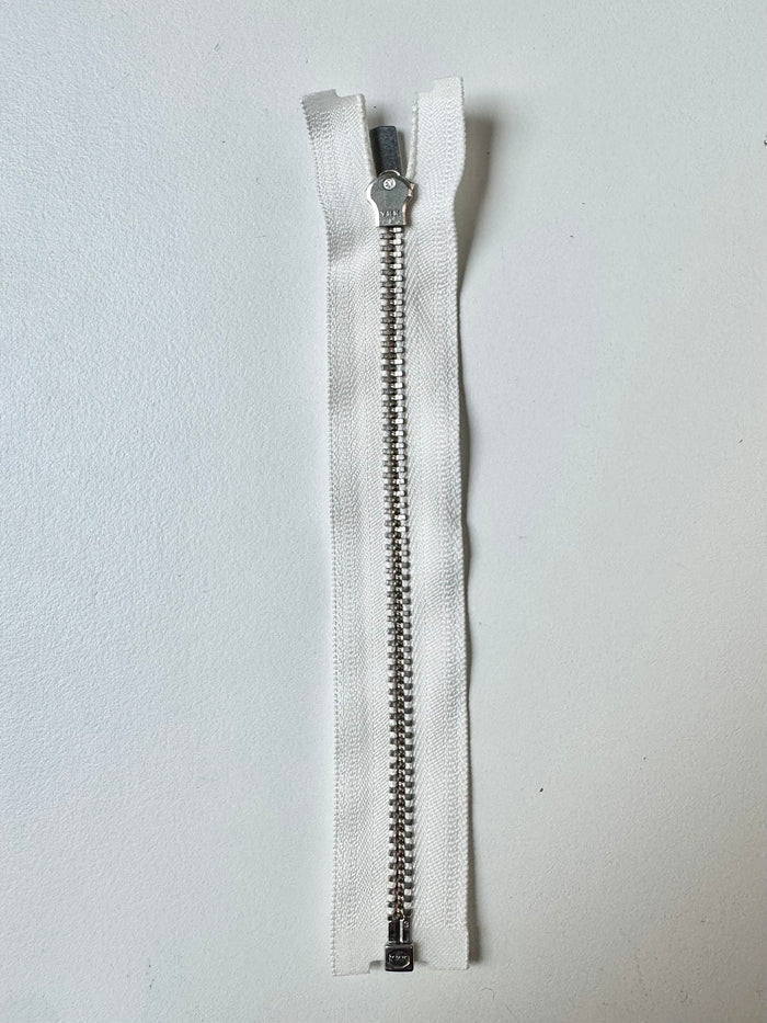 YKK 15cm/6in White Open-Ended Metal Teeth Zips
