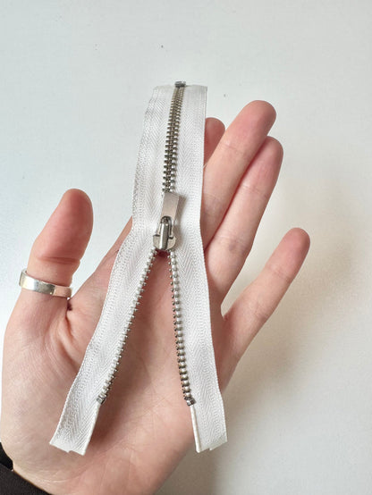 YKK 15cm/6in White Open-Ended Metal Teeth Zips