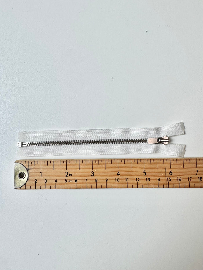 YKK 15cm/6in White Open-Ended Metal Teeth Zips