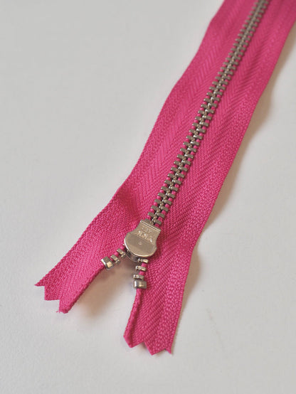 YKK 19cm/7.5inch Pink Metal Teeth Zips