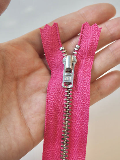 YKK 19cm/7.5inch Pink Metal Teeth Zips