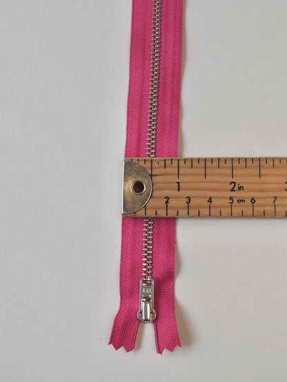YKK 19cm/7.5inch Pink Metal Teeth Zips