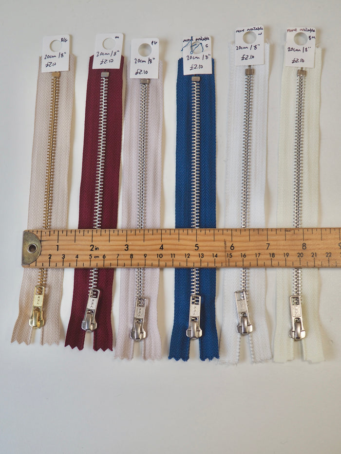 YKK 20cm/8in Metal Teeth Zips