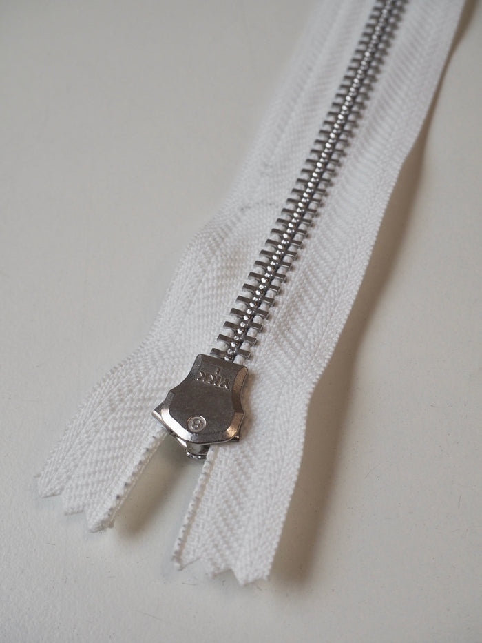 YKK 20cm/8inch White Chunky Metal Teeth Zips