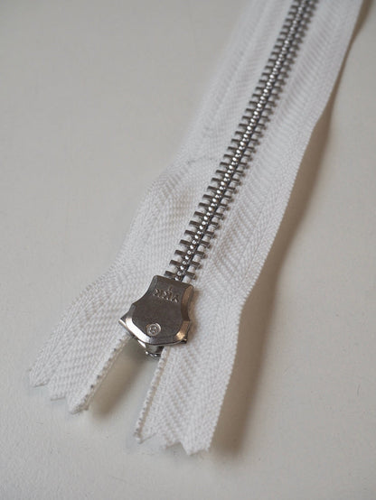 YKK 20cm/8inch White Chunky Metal Teeth Zips