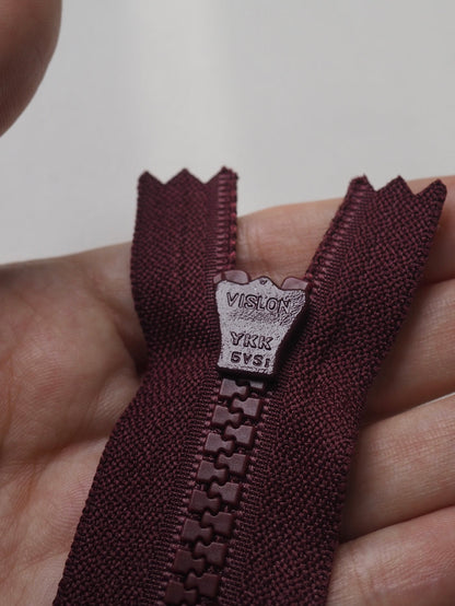 YKK 23cm/9" Burgundy Chunky Plastic Teeth Zips