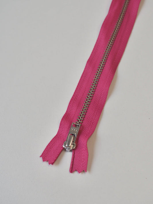 YKK 36cm/14inch Pink Metal Teeth Zips