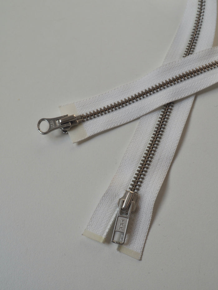 YKK 65cm/25.5inch White Two-Way Open-Ended Metal Zips