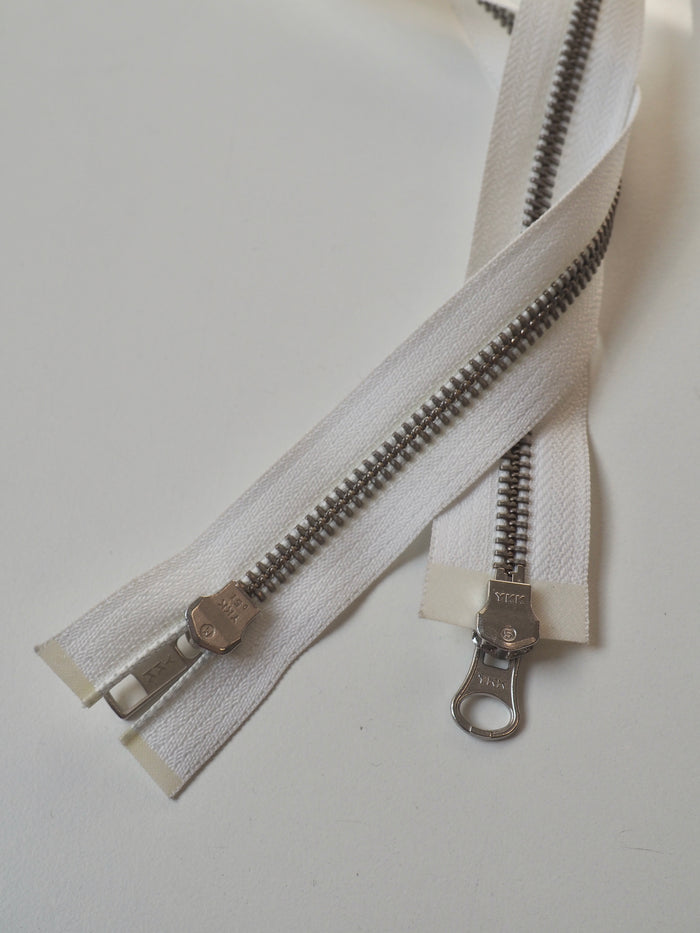 YKK 65cm/25.5inch White Two-Way Open-Ended Metal Zips