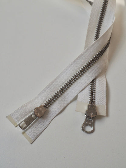 YKK 65cm/25.5inch White Two-Way Open-Ended Metal Zips