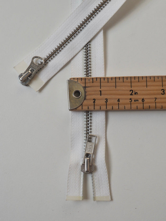 YKK 65cm/25.5inch White Two-Way Open-Ended Metal Zips