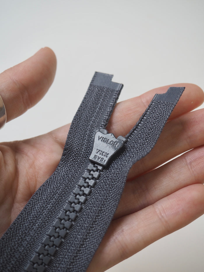 YKK 90cm/35.5" Grey Chunky Open Plastic Teeth Zips